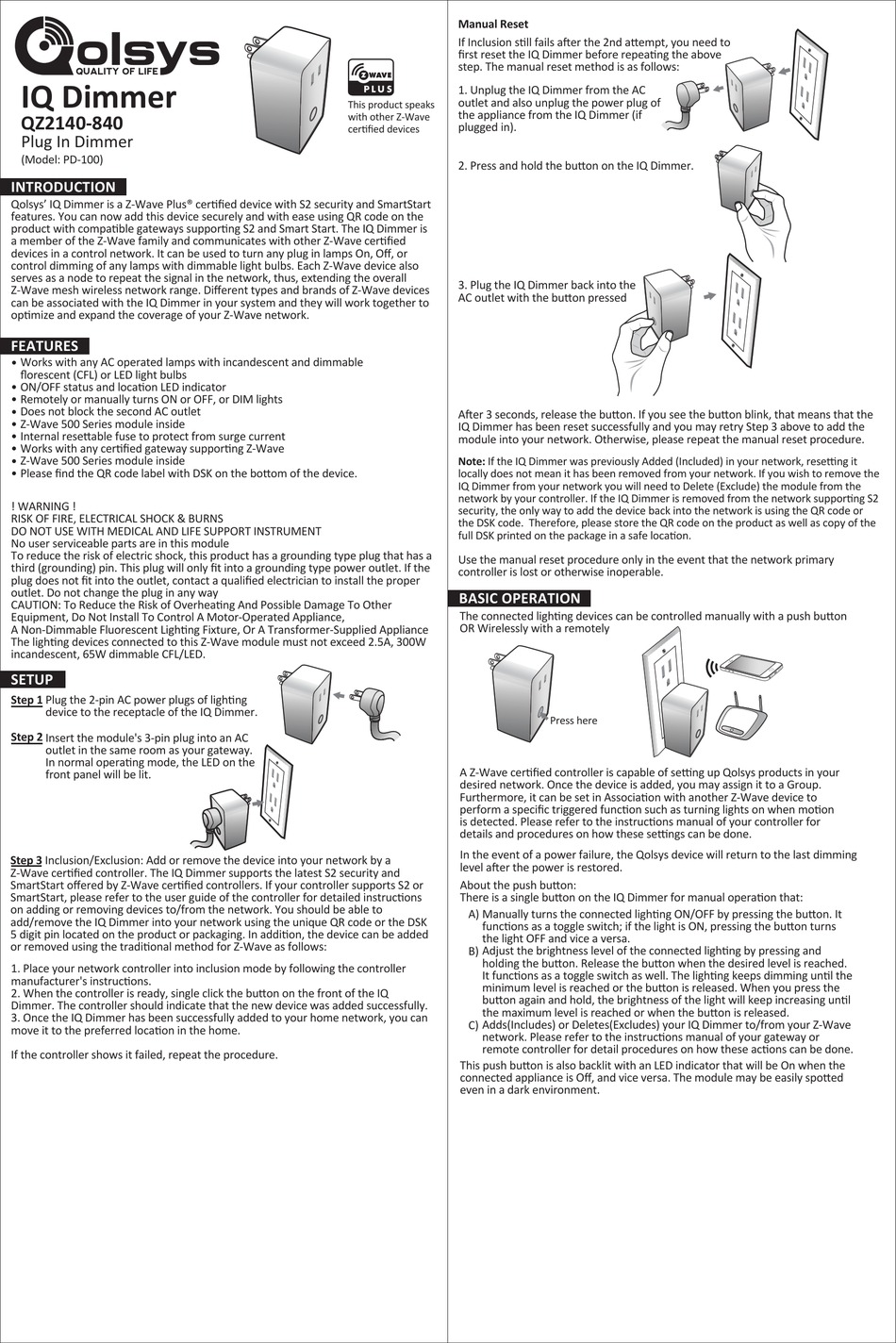 QOLSYS IQ DIMMER QUICK START MANUAL Pdf Download ManualsLib
