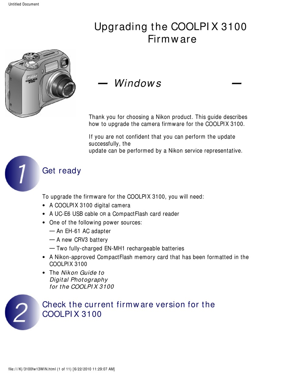NIKON COOLPIX 3100 QUICK START MANUAL Pdf Download | ManualsLib