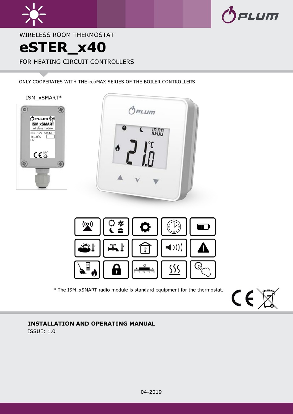 PLUM ESTER X40 INSTALLATION AND OPERATING MANUAL Pdf Download | ManualsLib