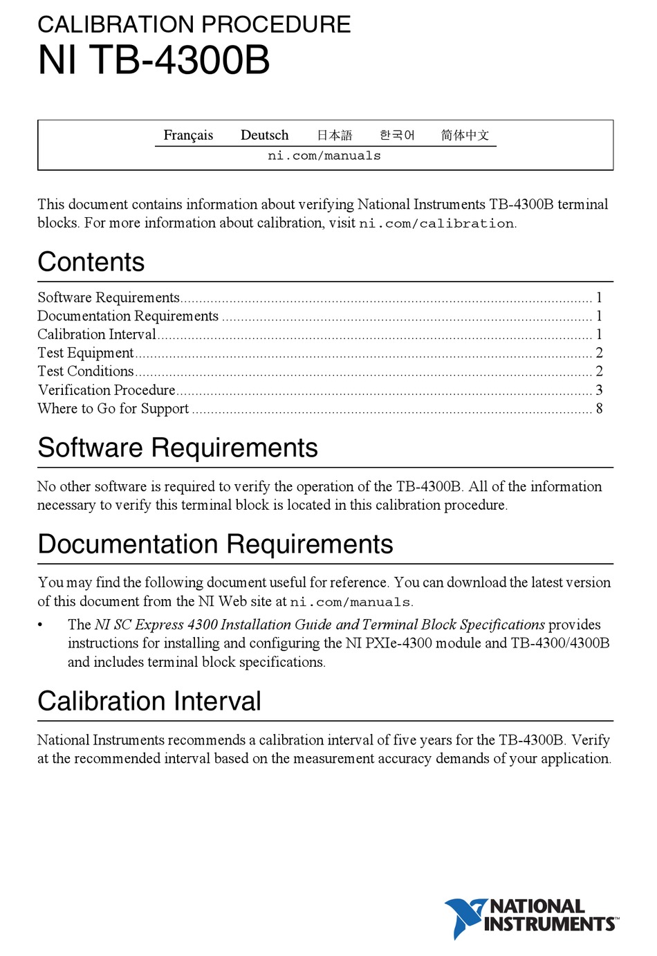NATIONAL INSTRUMENTS TB4300B CALIBRATION PROCEDURE Pdf Download