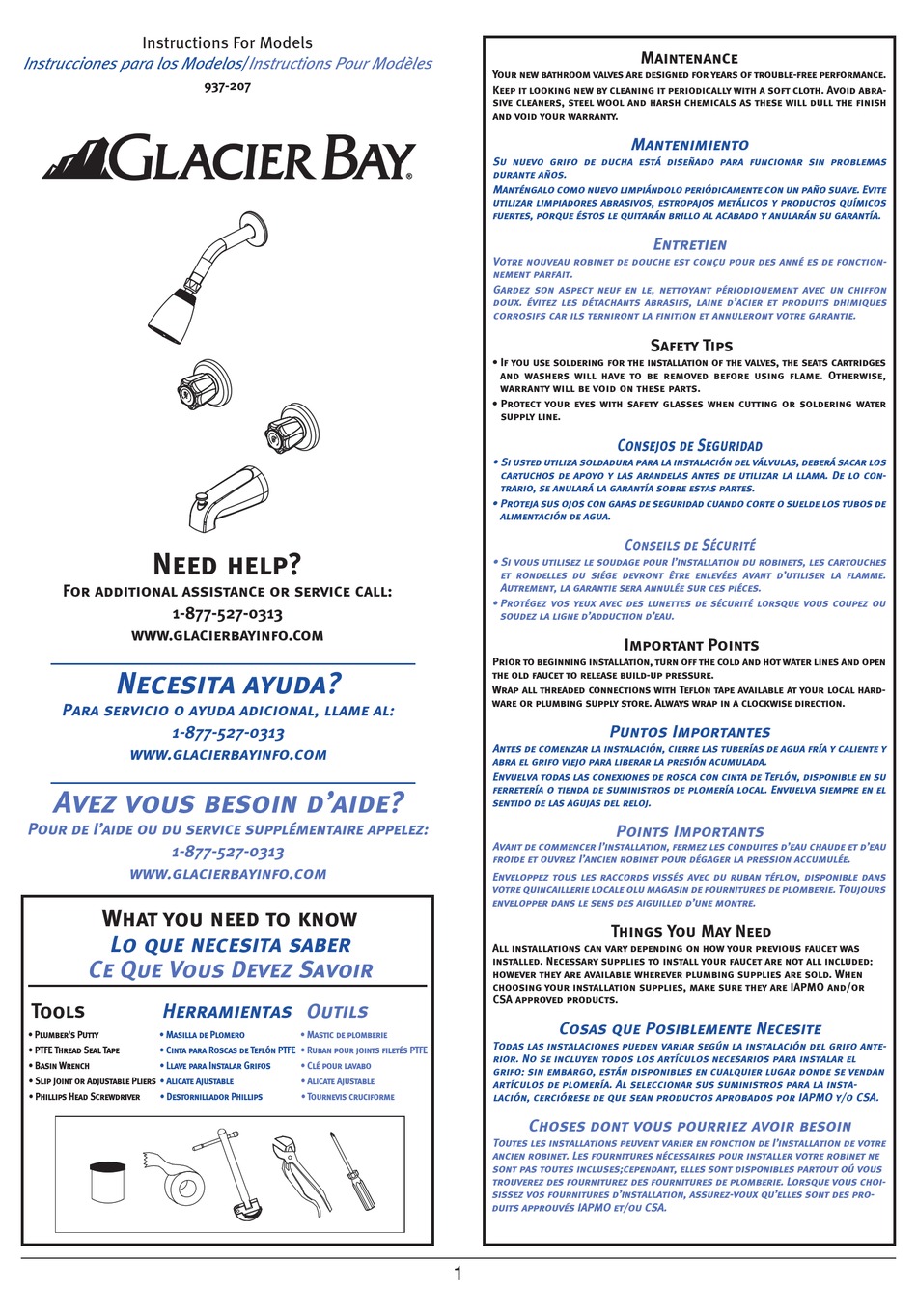 GLACIER BAY 937207 INSTRUCTIONS MANUAL Pdf Download ManualsLib