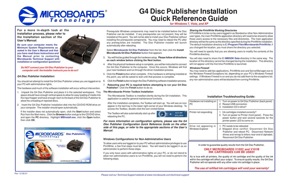 MICROBOARDS TECHNOLOGY G4 QUICK REFERENCE MANUAL Pdf Download ManualsLib
