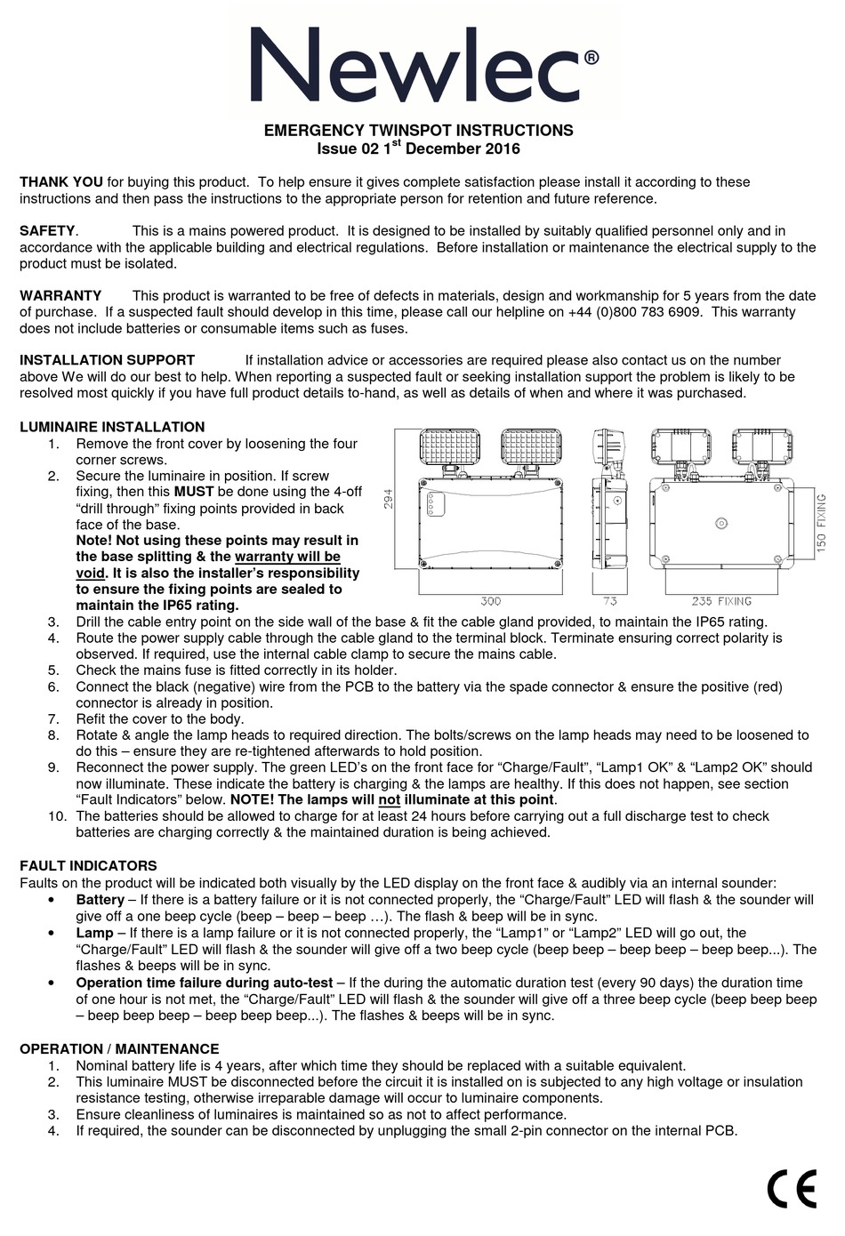 NEWLEC EMERGENCY TWINSPOT INSTRUCTIONS Pdf Download ManualsLib