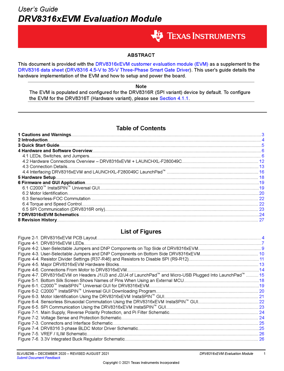 TEXAS INSTRUMENTS DRV8316 EVM SERIES USER MANUAL Pdf Download | ManualsLib