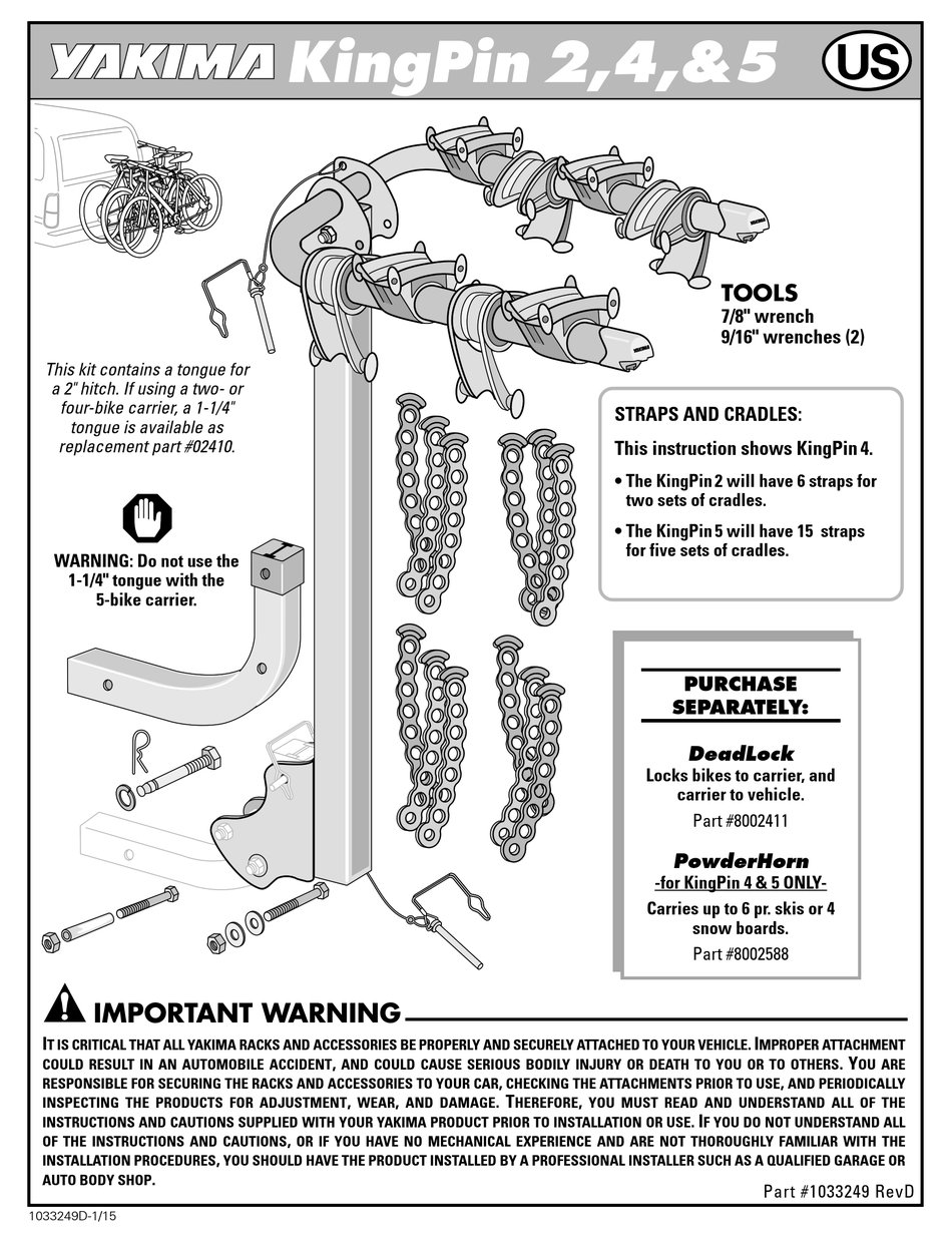 YAKIMA KINGPIN 2 MANUAL Pdf Download ManualsLib