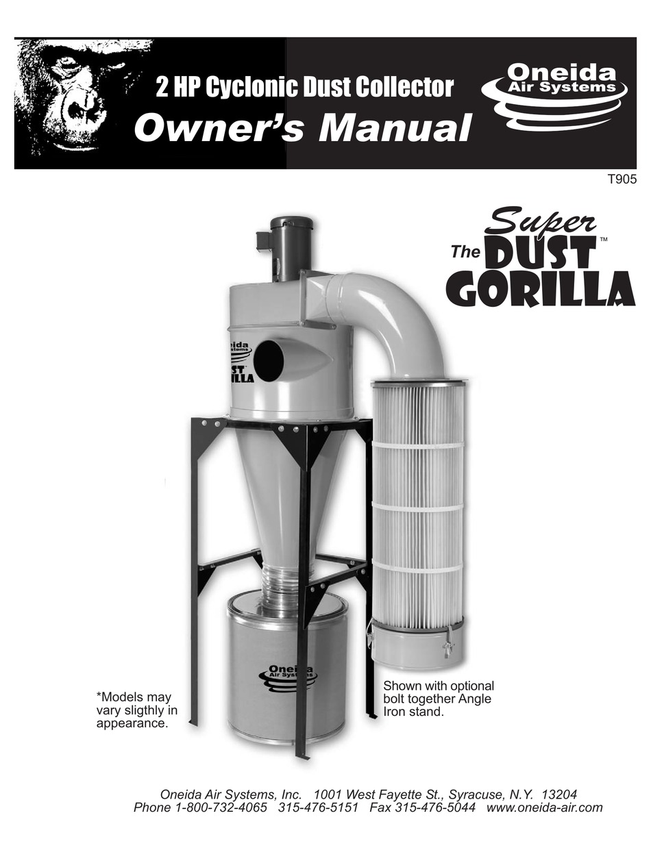ONEIDA AIR SYSTEMS SUPER DUST GORILLA OWNER'S MANUAL Pdf Download