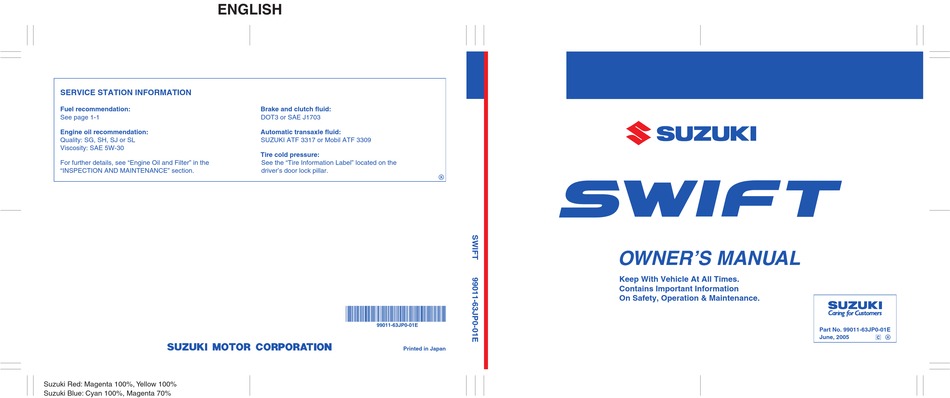 SUZUKI SWIFT OWNER'S MANUAL Pdf Download | ManualsLib