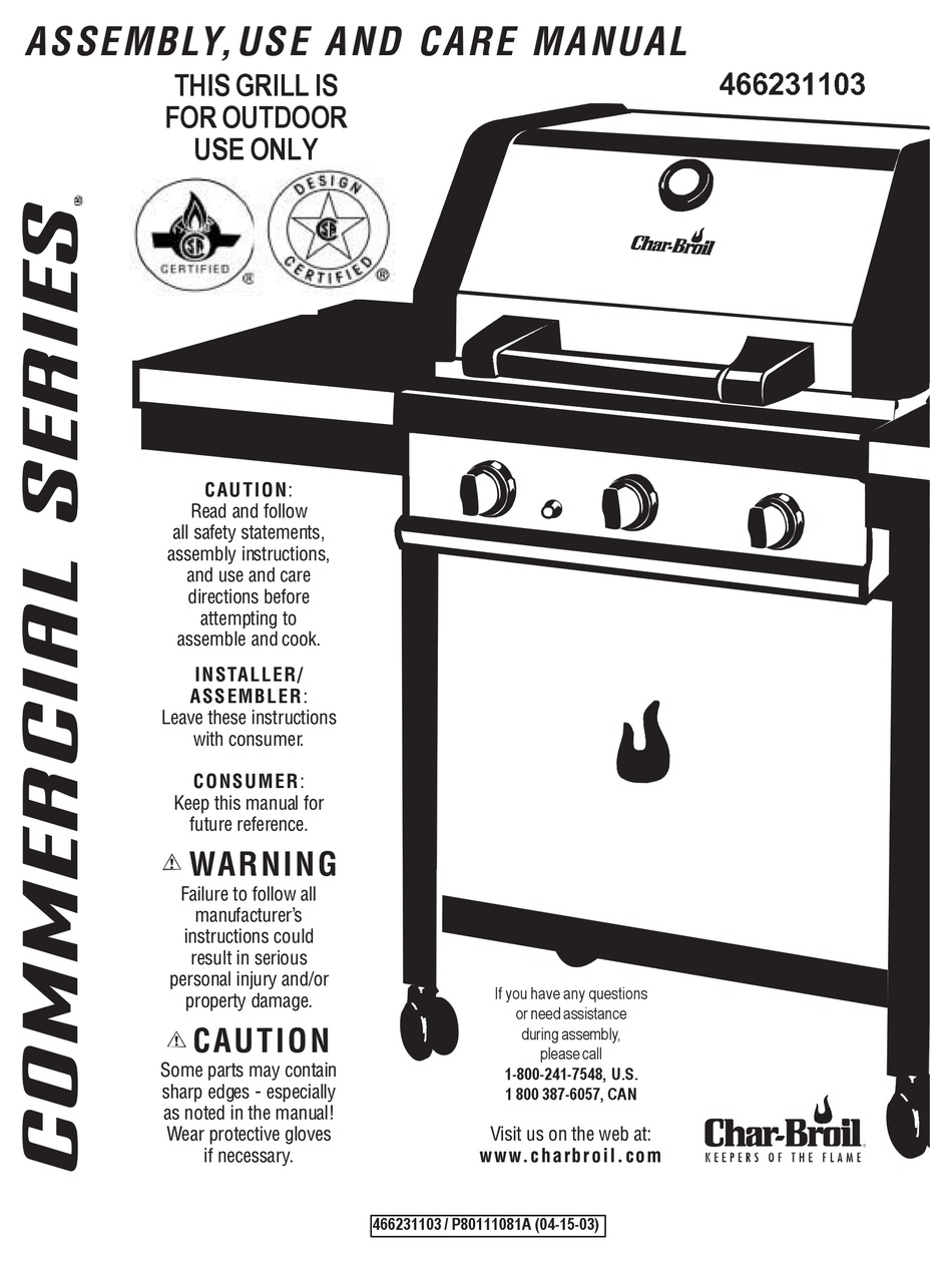 CHARBROIL COMMERCIAL SERIES QUICK START MANUAL Pdf Download ManualsLib