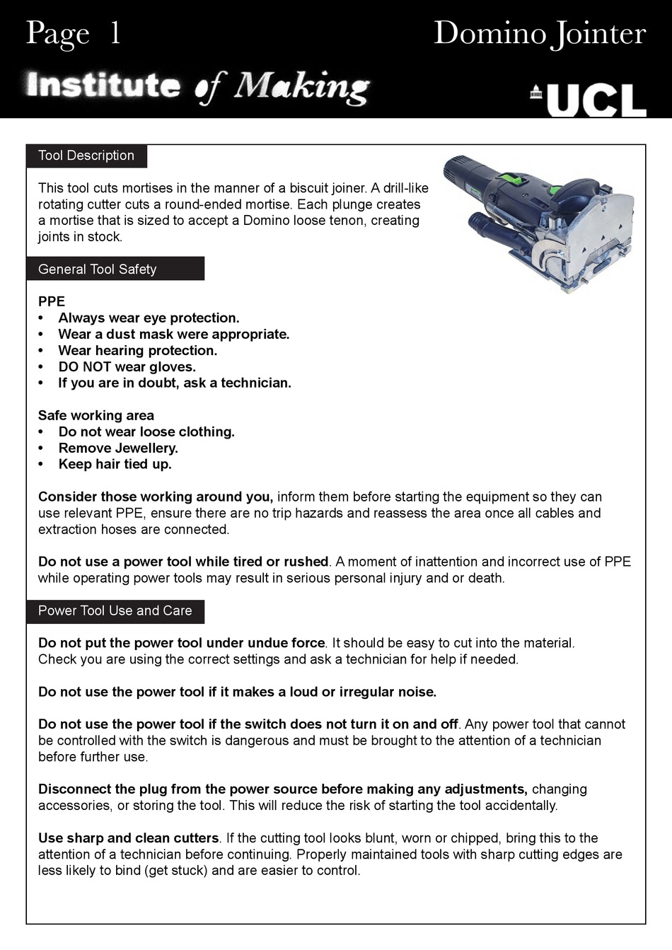 FESTOOL UCL DOMINO JOINTER INSTRUCTION Pdf Download ManualsLib