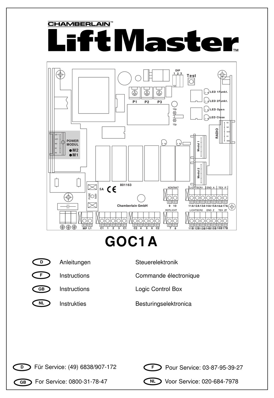 CHAMBERLAIN LIFTMASTER GOC1A INSTRUCTIONS MANUAL Pdf Download ManualsLib