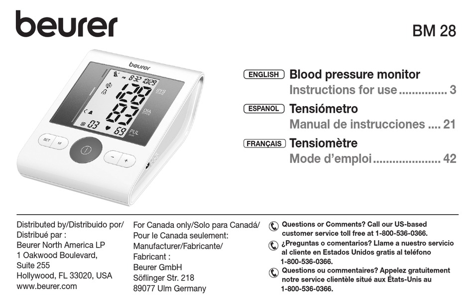 BEURER BM 28 INSTRUCTIONS FOR USE MANUAL Pdf Download ManualsLib