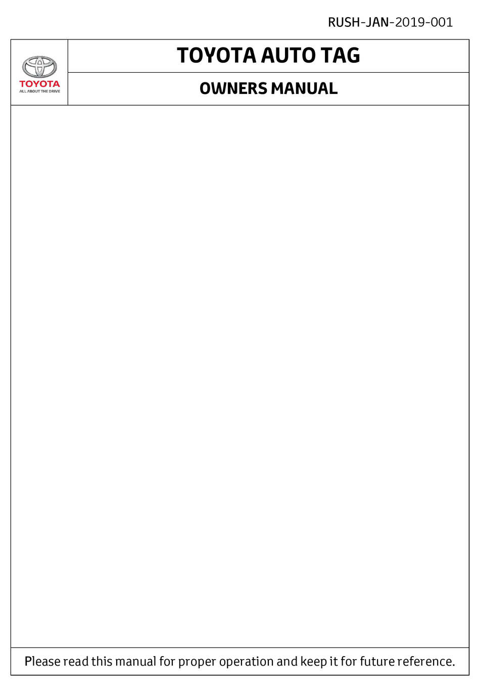 TOYOTA AUTO TAG OWNER'S MANUAL Pdf Download ManualsLib
