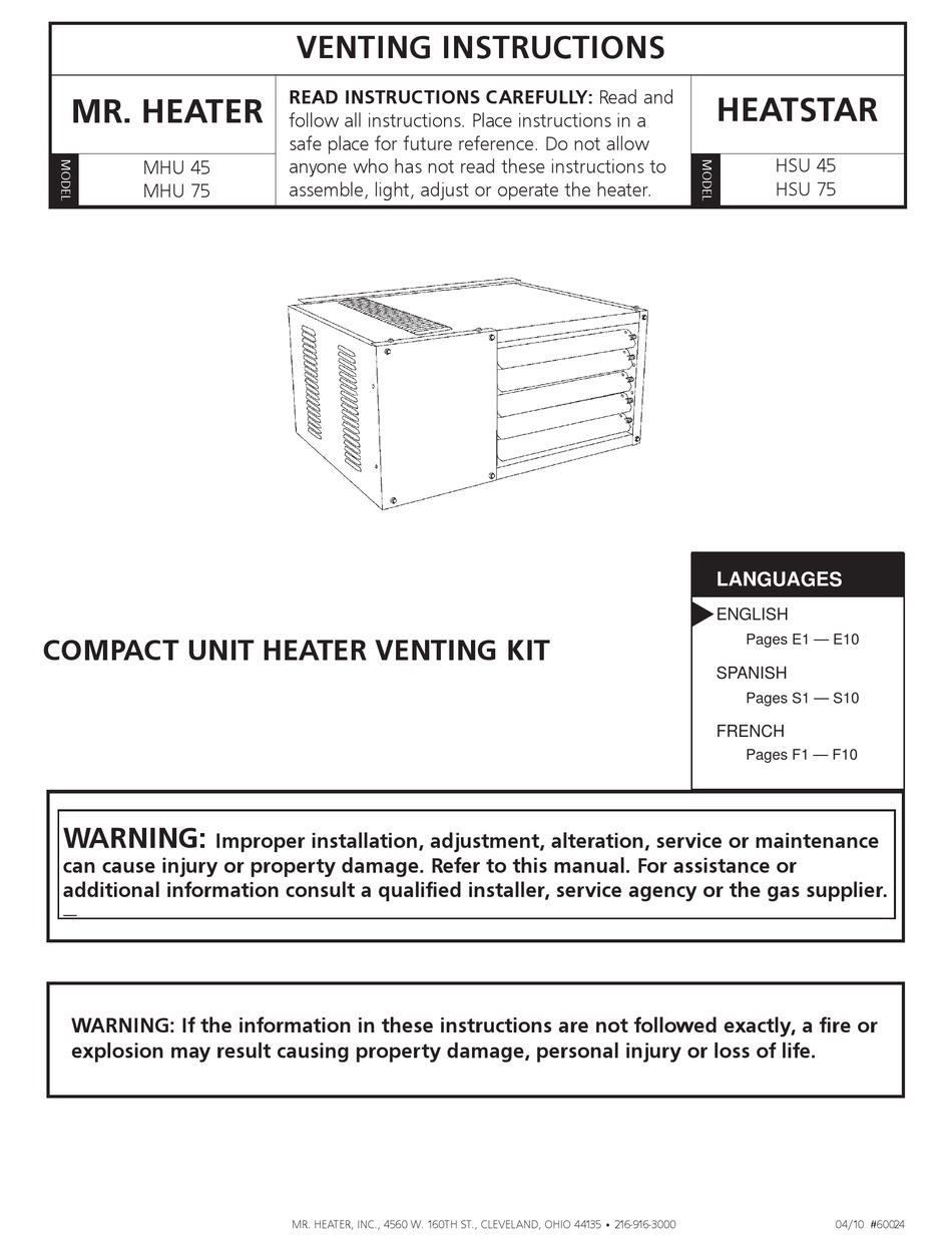 MR. HEATER MHU 45 VENTING INSTRUCTIONS Pdf Download ManualsLib