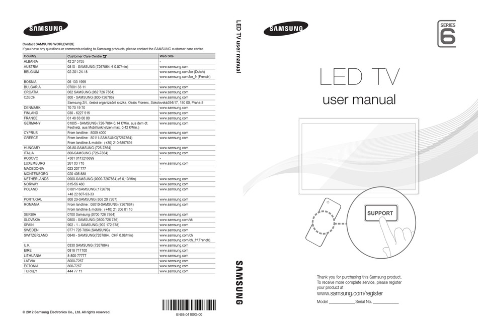 SAMSUNG 6 SERIES USER MANUAL Pdf Download ManualsLib