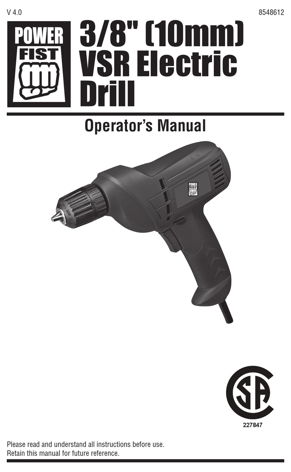 POWER FIST 8548612 OPERATOR'S MANUAL Pdf Download ManualsLib