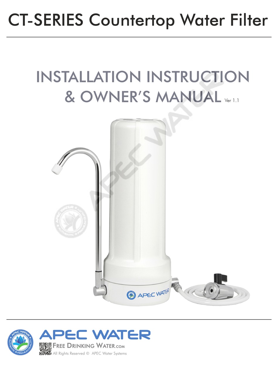APEC WATER CT SERIES INSTALLATION INSTRUCTIONS & OWNER'S MANUAL Pdf