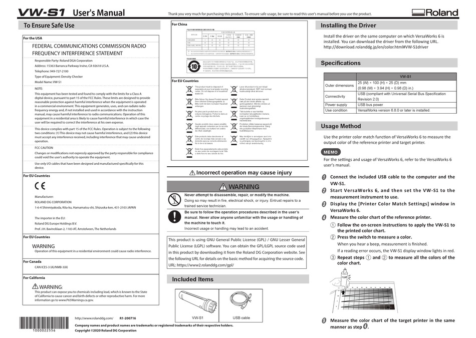 Roland Vw-s1 User Manual Pdf Download 