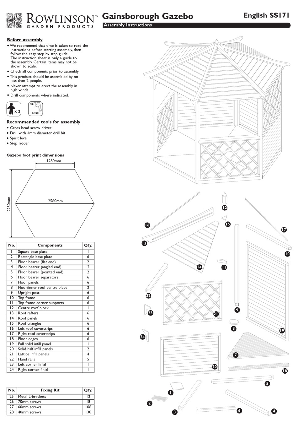 ROWLINSON GAINSBOROUGH GAZEBO ASSEMBLY INSTRUCTIONS Pdf Download ManualsLib