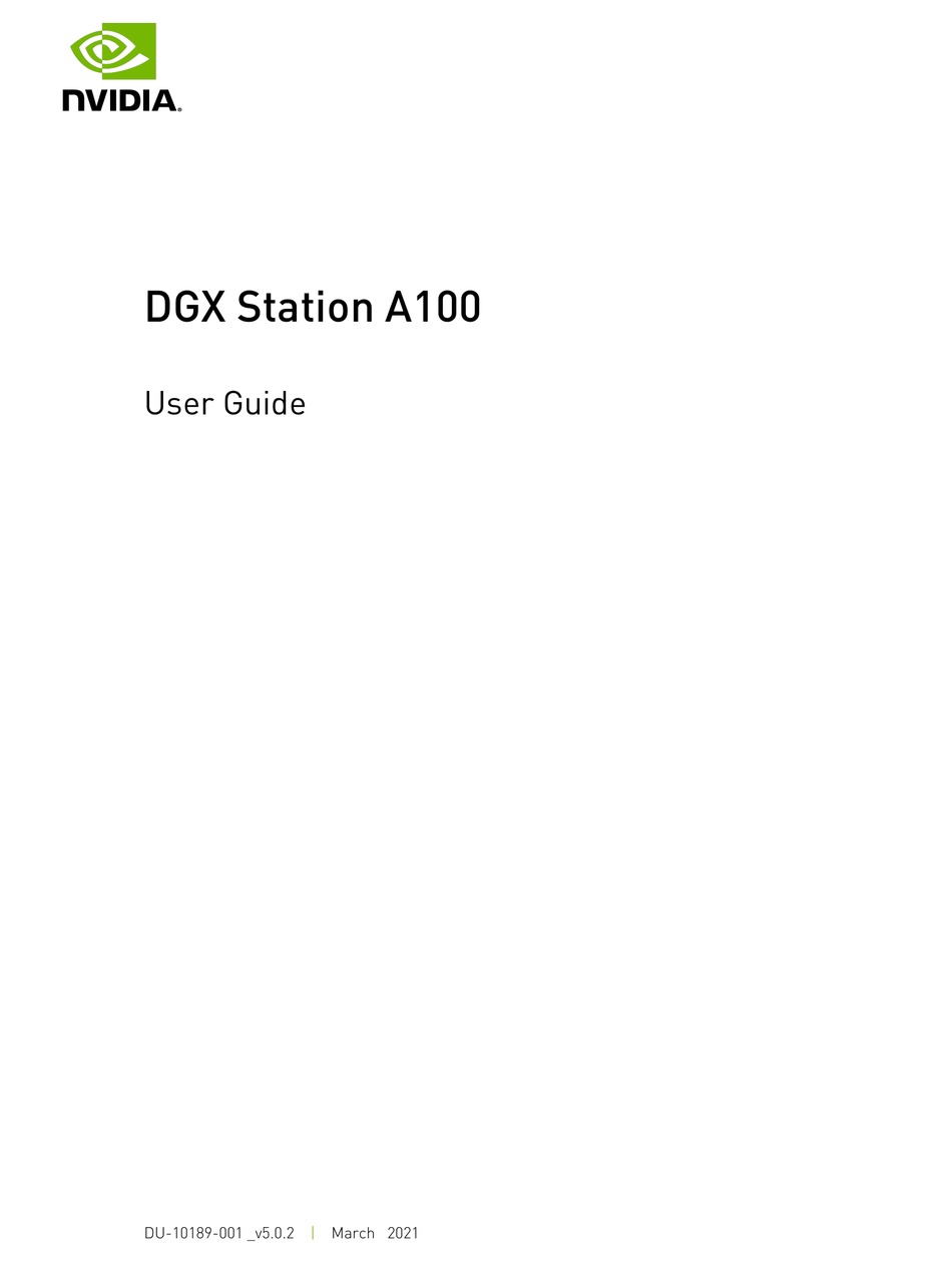 NVIDIA DGX STATION A100 USER MANUAL Pdf Download | ManualsLib