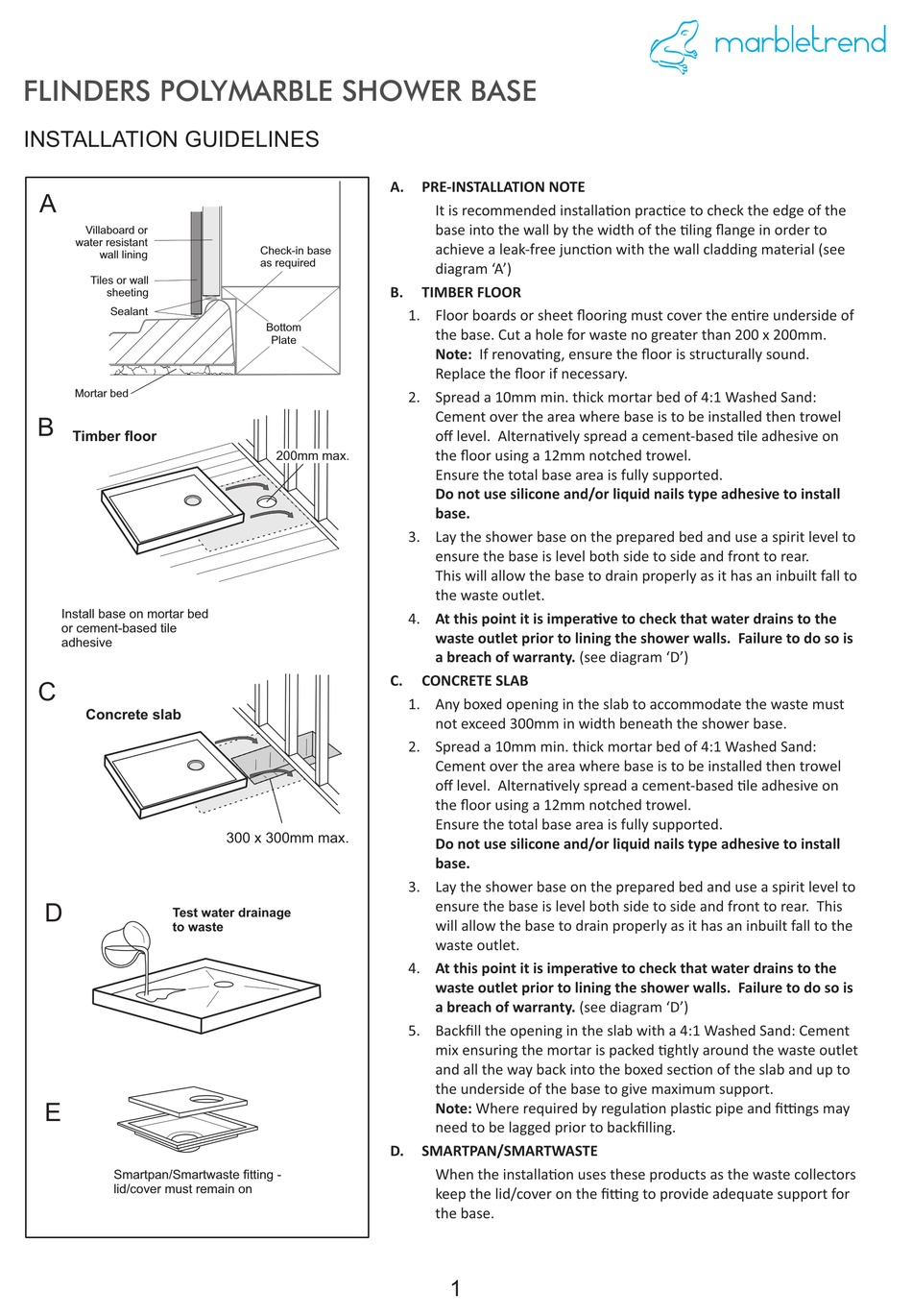 MARBLETREND SQUARE INSTALLATION MANUALLINES Pdf Download ManualsLib