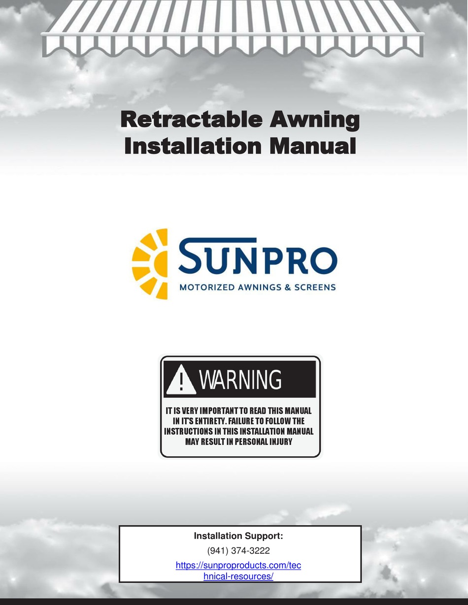 SUNPRO RETRACTABLE AWNING INSTALLATION MANUAL Pdf Download ManualsLib