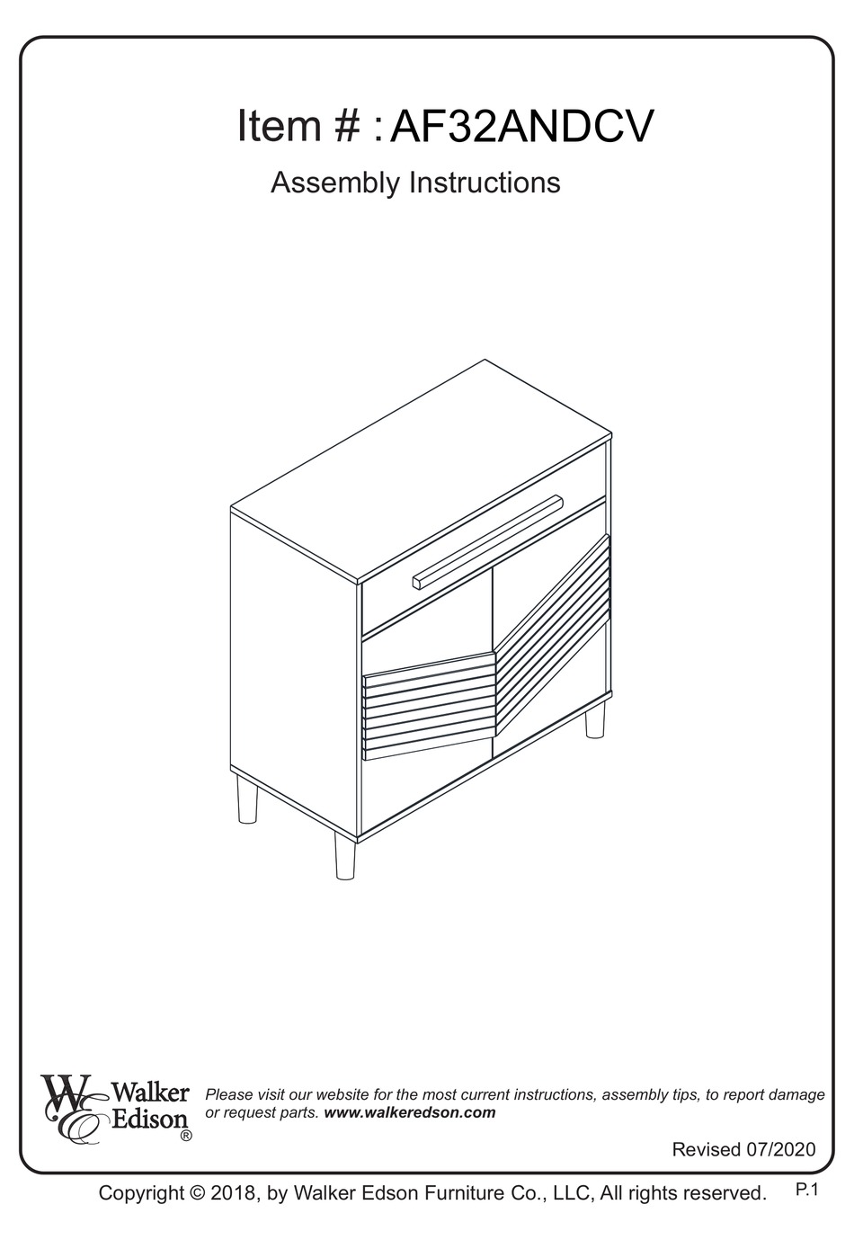 WALKER EDISON AF32ANDCV ASSEMBLY INSTRUCTIONS MANUAL Pdf Download ManualsLib