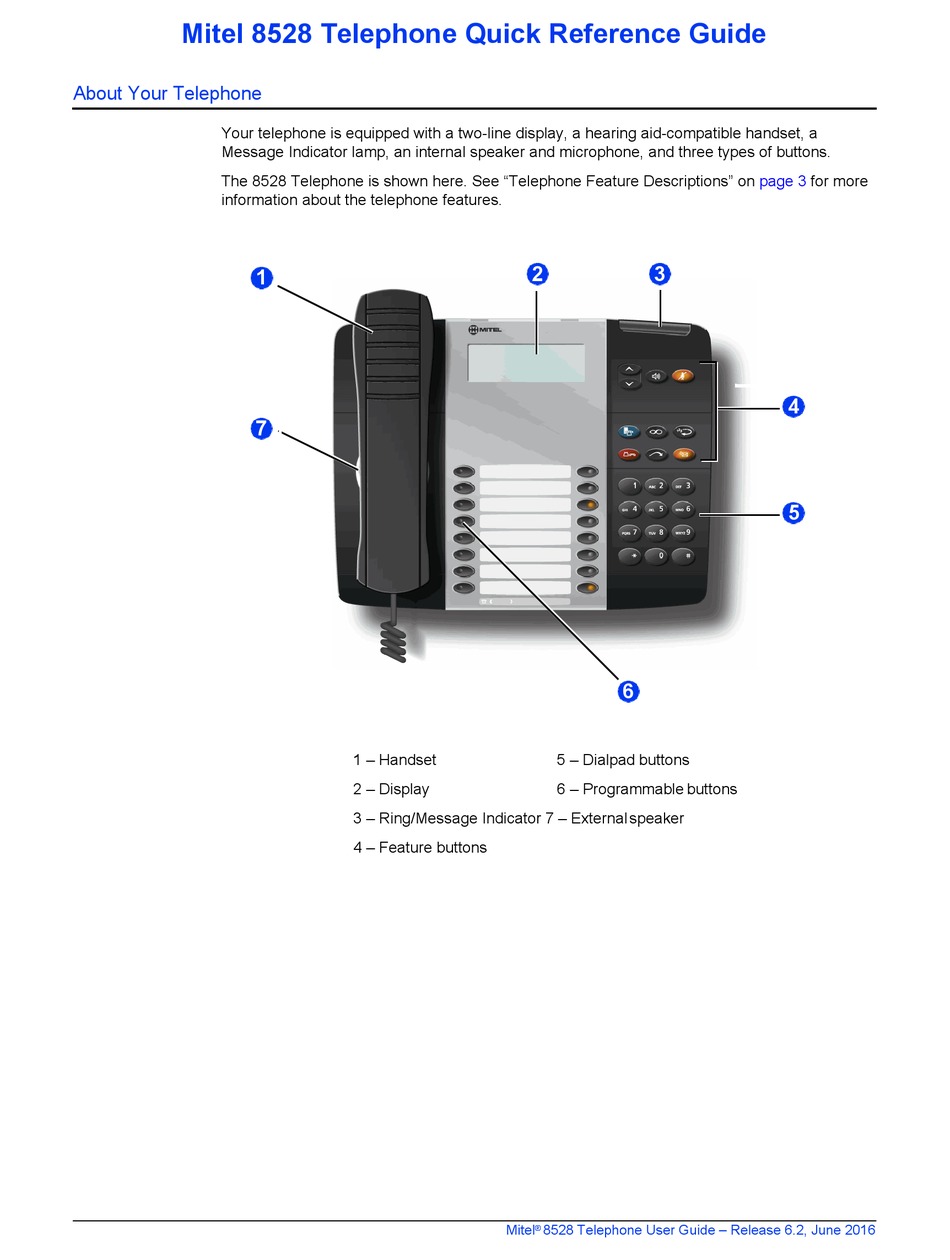 MITEL 8528 QUICK REFERENCE MANUAL Pdf Download ManualsLib