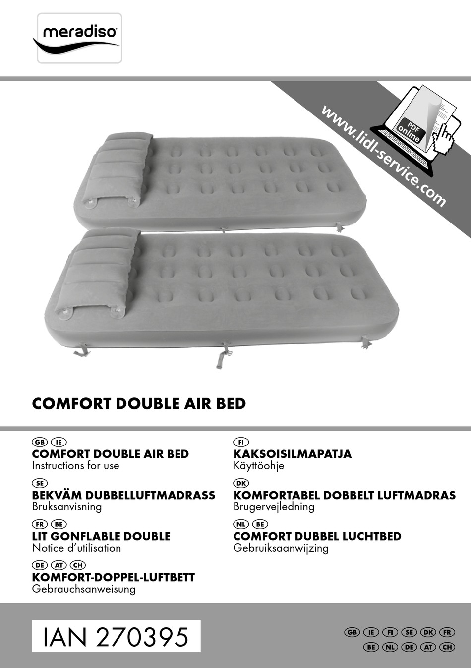 MERADISO DOUBLE AIR BED MANUAL Pdf Download ManualsLib
