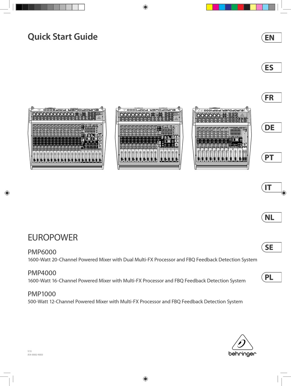 BEHRINGER EUROPOWER PMP6000 QUICK START MANUAL Pdf Download ManualsLib