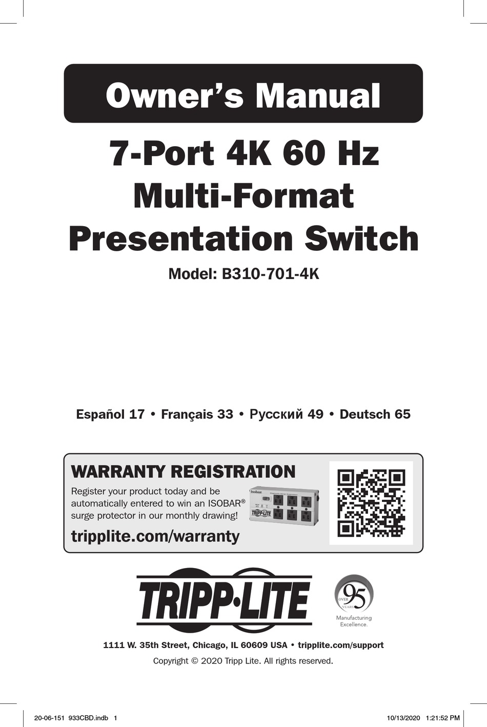 TRIPP LITE B3107014K OWNER'S MANUAL Pdf Download ManualsLib