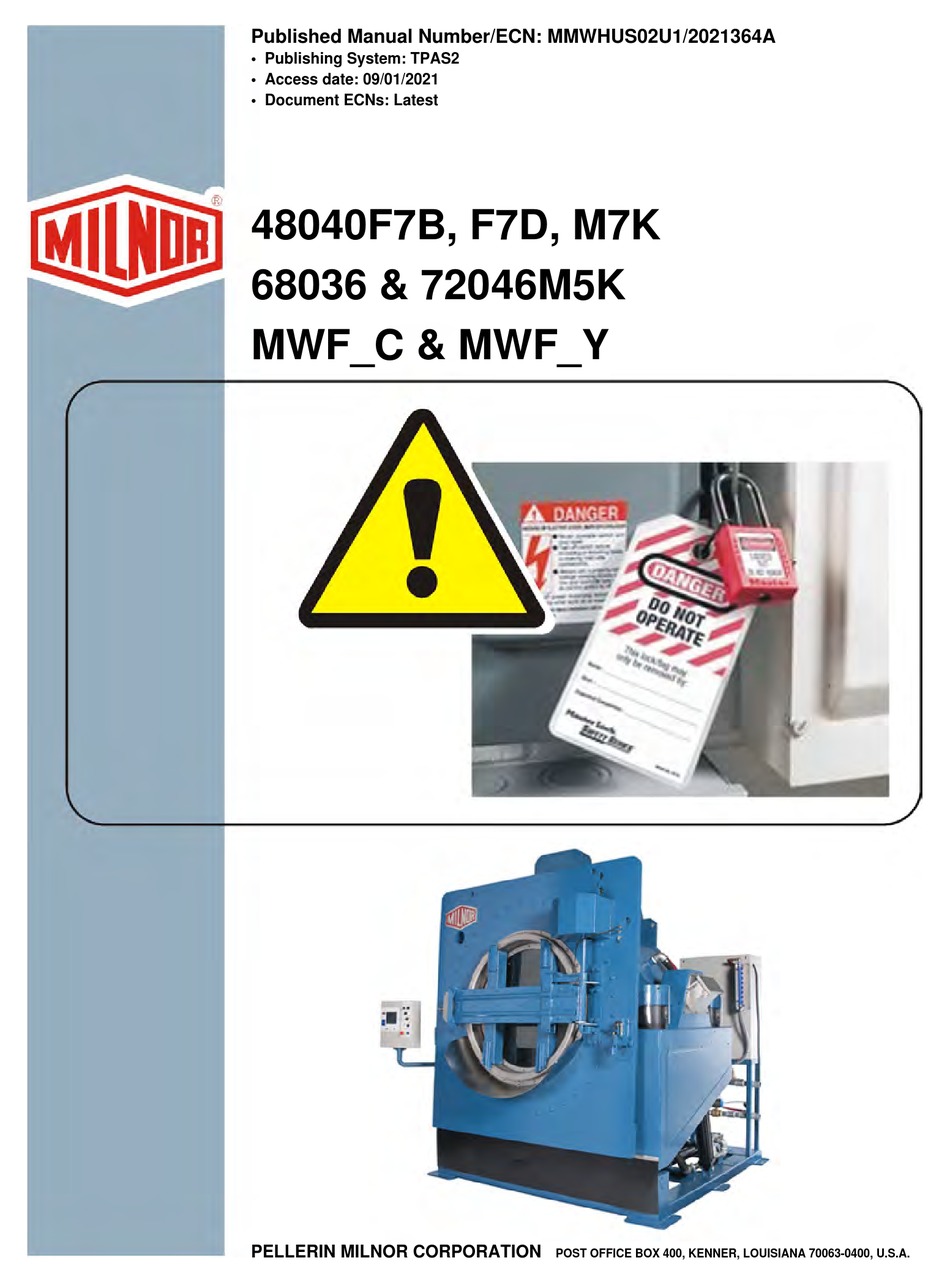 Milnor Mwf C Series Safety Manual Pdf Download Manualslib