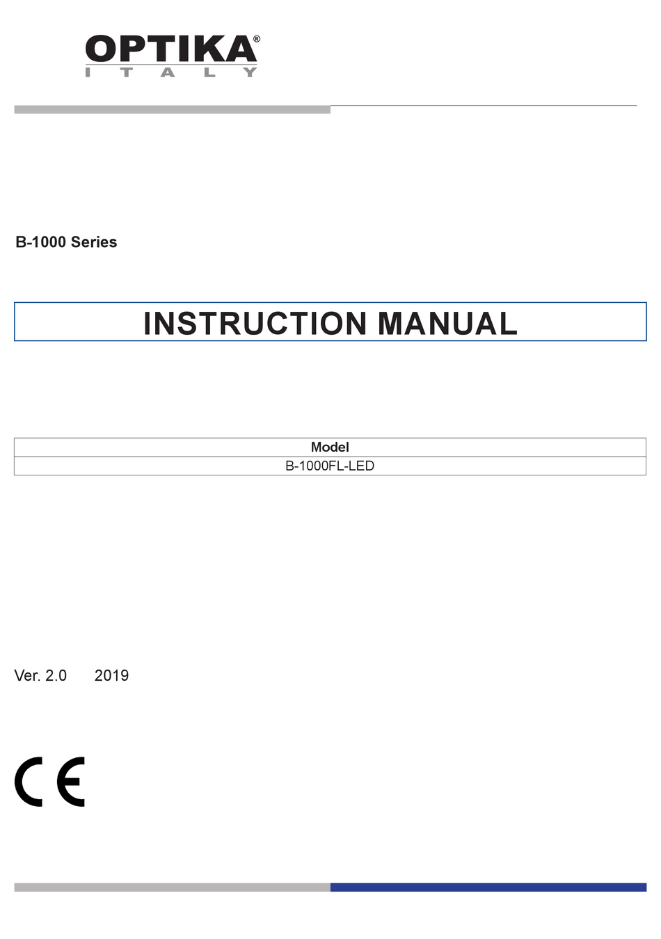 OPTIKA ITALY B-1000 SERIES INSTRUCTION MANUAL Pdf Download | ManualsLib