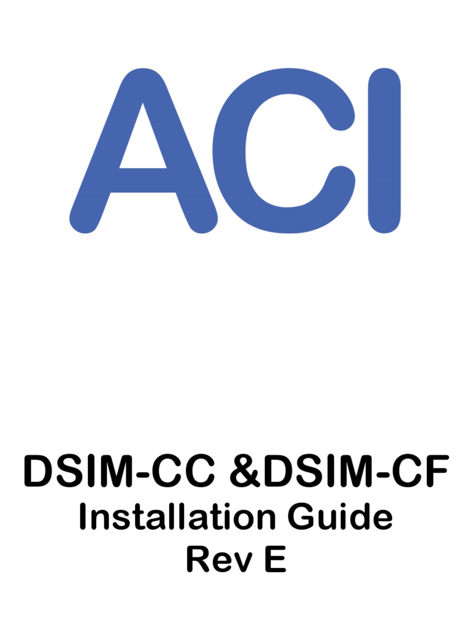 ACI DSIM-CC INSTALLATION MANUAL Pdf Download | ManualsLib