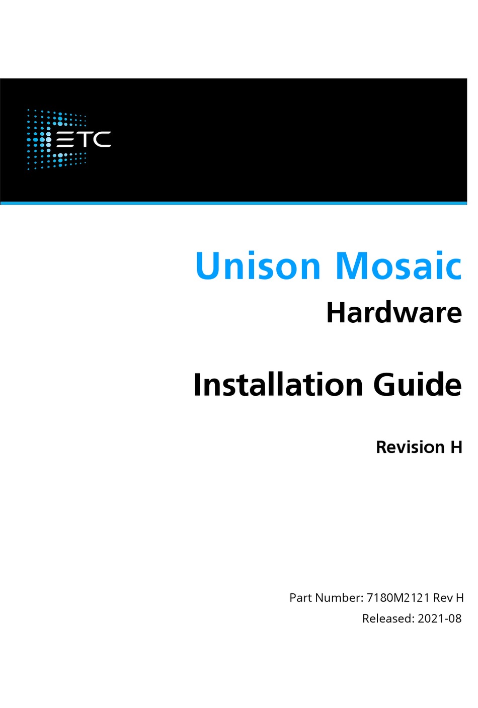 ETC UNISON MOSAIC INSTALLATION MANUAL Pdf Download ManualsLib