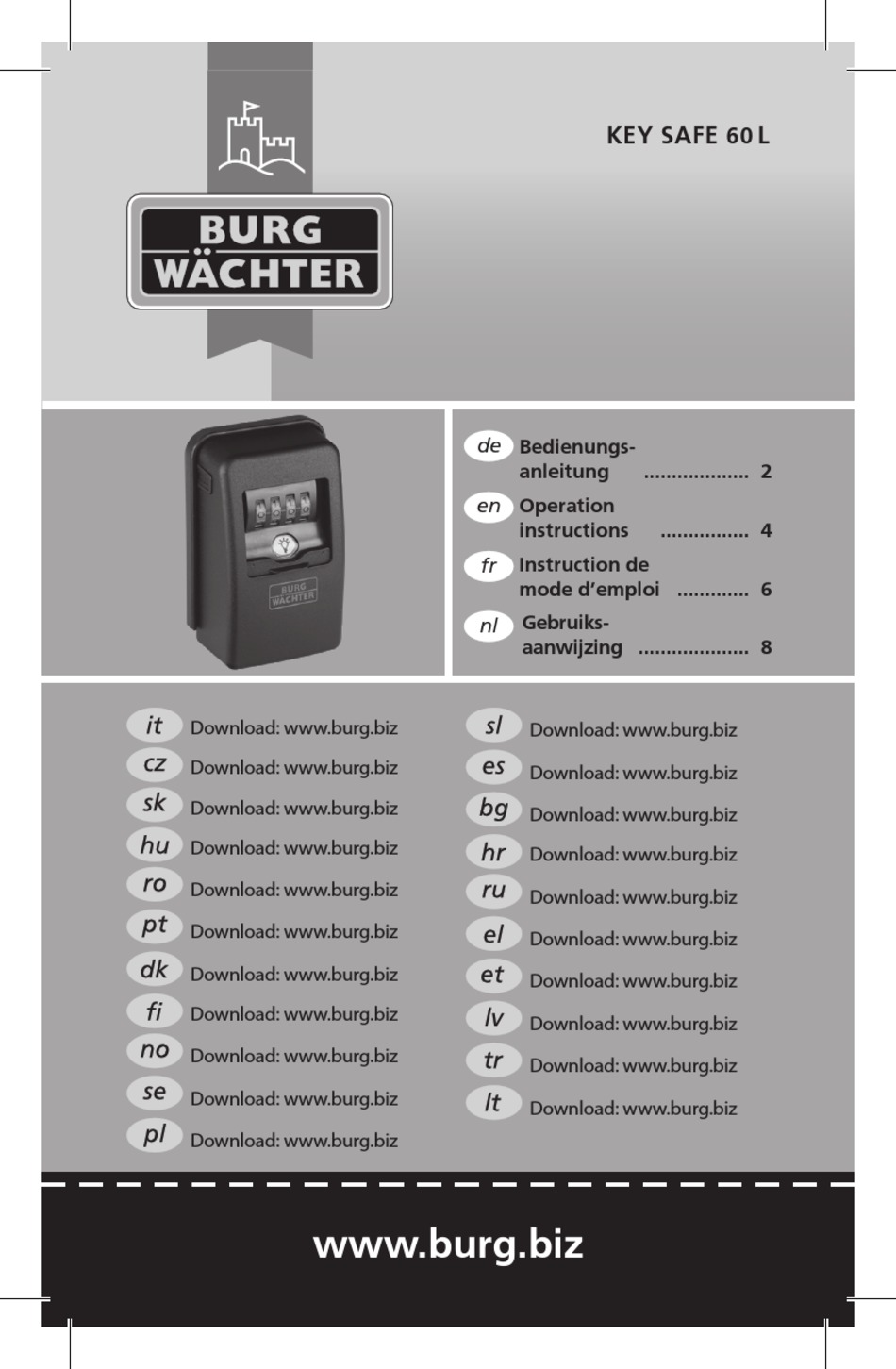 BURG WÄCHTER KEY SAFE 60 L OPERATION INSTRUCTIONS MANUAL Pdf Download