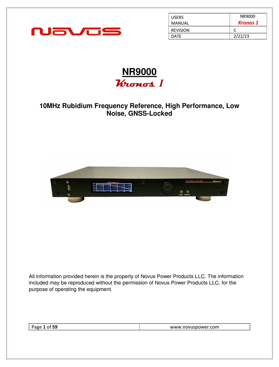 NOVUS KRONOS Ι MANUAL Pdf Download ManualsLib