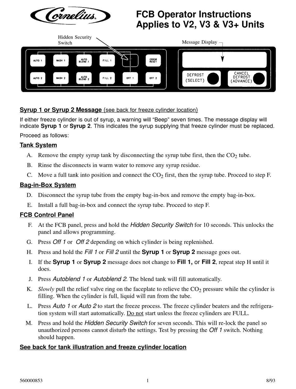 CORNELIUS FCB V2 OPERATOR INSTRUCTIONS Pdf Download ManualsLib