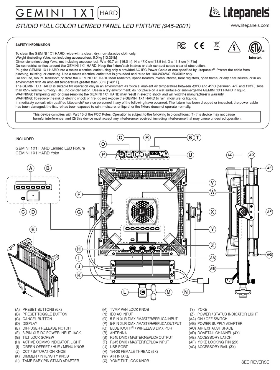 LITEPANELS GEMINI 1X1 HARD MANUAL Pdf Download | ManualsLib