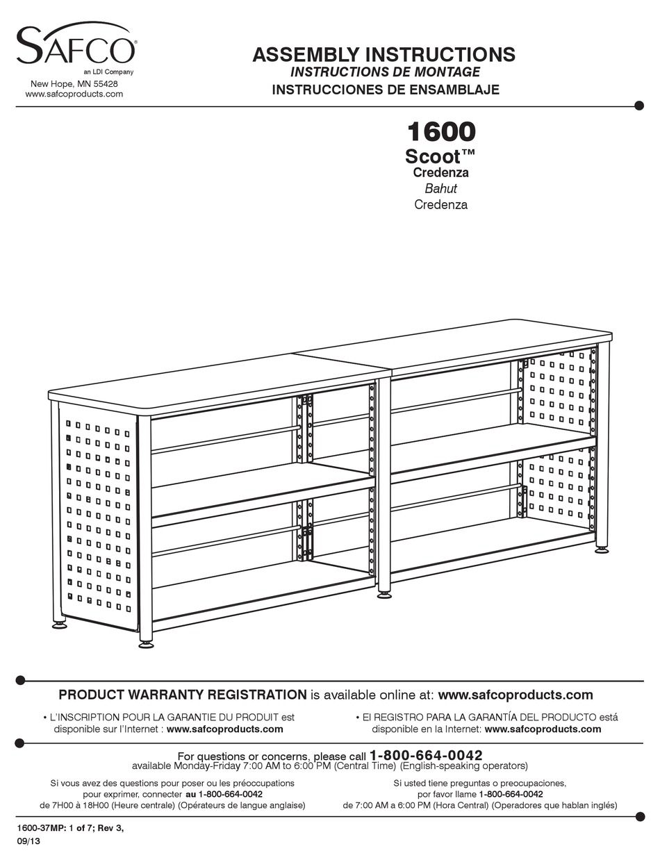 LDI SAFCO SCOOT 1600 ASSEMBLY INSTRUCTIONS MANUAL Pdf Download ManualsLib