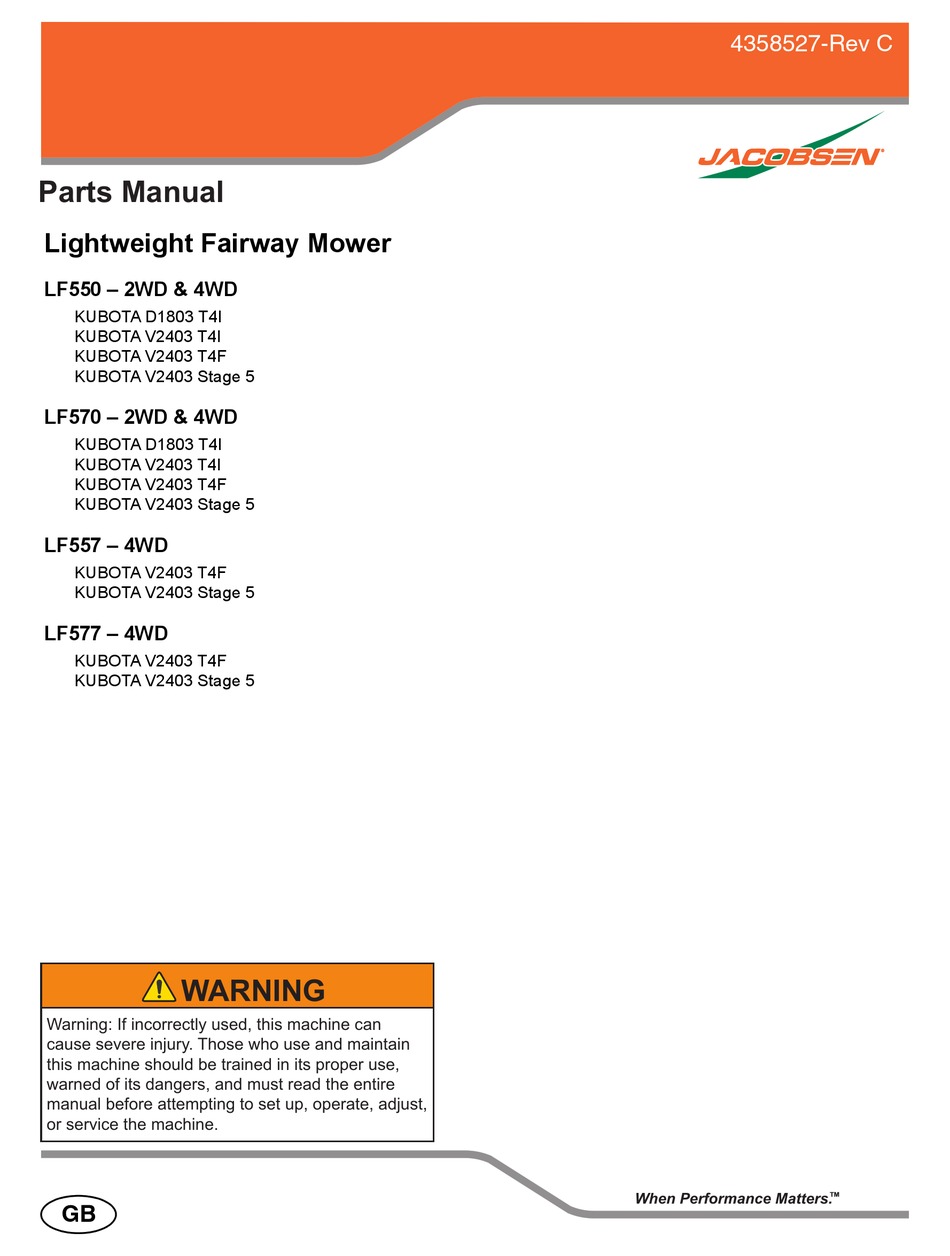 JACOBSEN LF550 2WD PARTS MANUAL Pdf Download ManualsLib