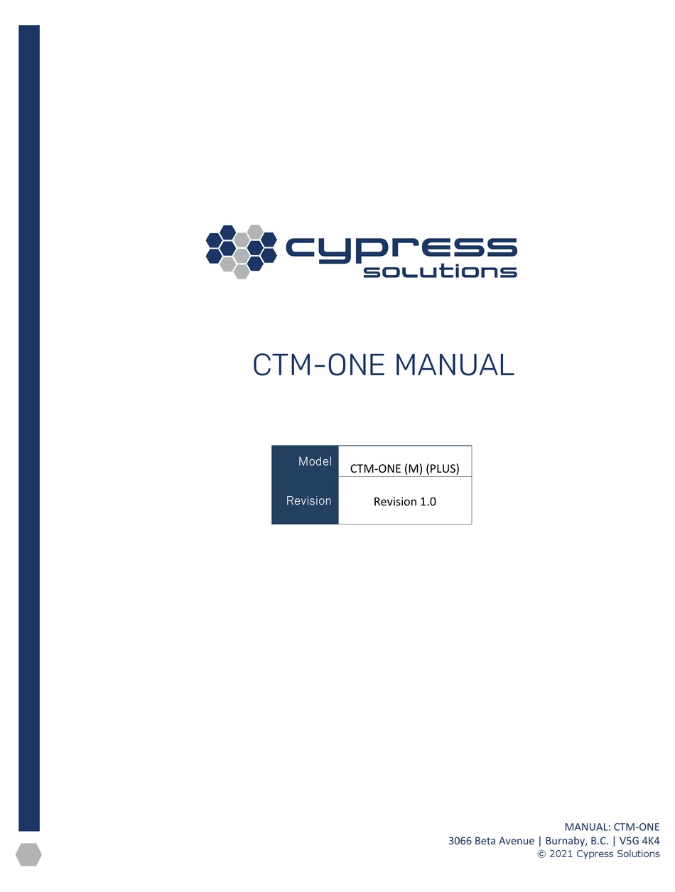 CYPRESS CTM-ONE MANUAL Pdf Download | ManualsLib