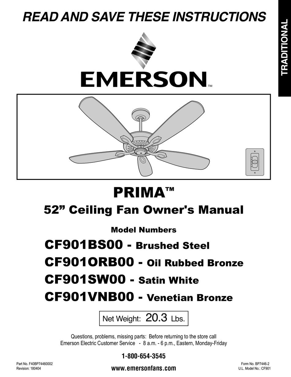 Emerson Prima Cf901bs00 Owner S Manual