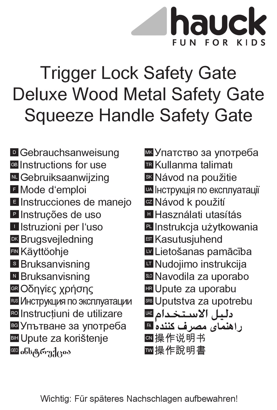 HAUCK TRIGGER LOCK SAFETY GATE INSTRUCTIONS FOR USE MANUAL Pdf Download