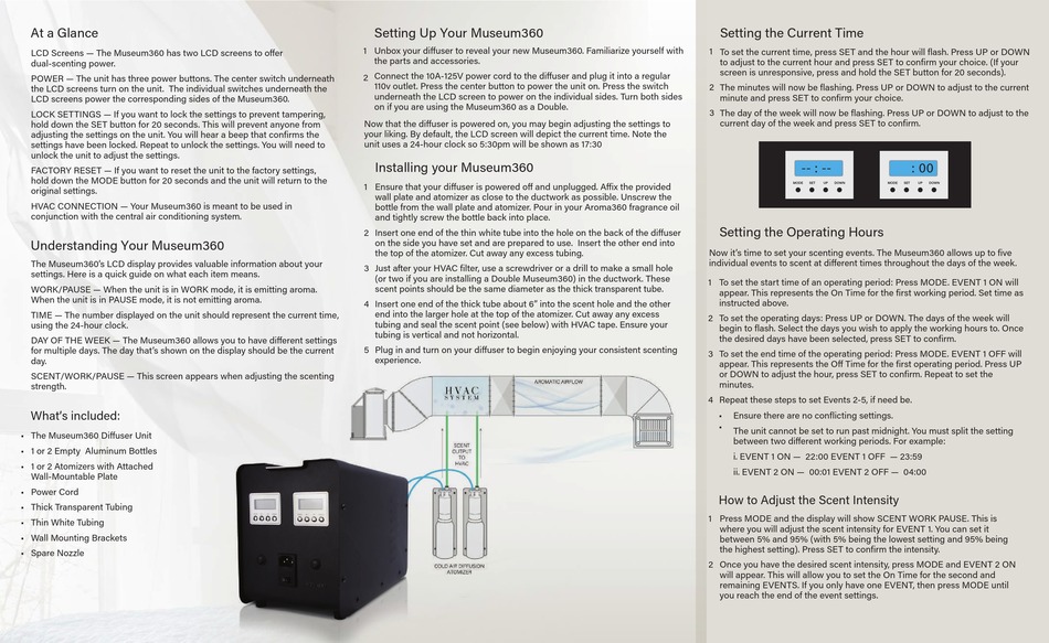 AROMA360 HOTEL SCENTS MUSEUM360 QUICK START MANUAL Pdf Download