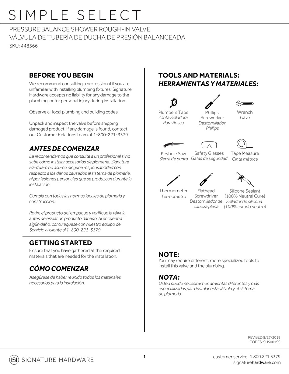 SIGNATURE HARDWARE SIMPLE SELECT 448566 QUICK START MANUAL Pdf Download ManualsLib