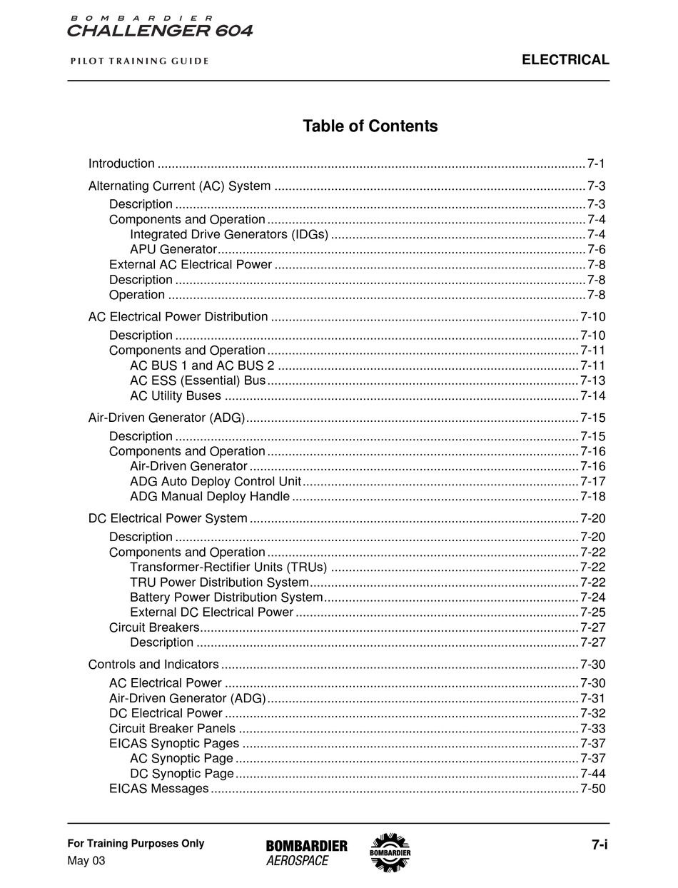 BOMBARDIER CHALLENGER 604 PILOT TRAINING MANUAL Pdf Download ManualsLib