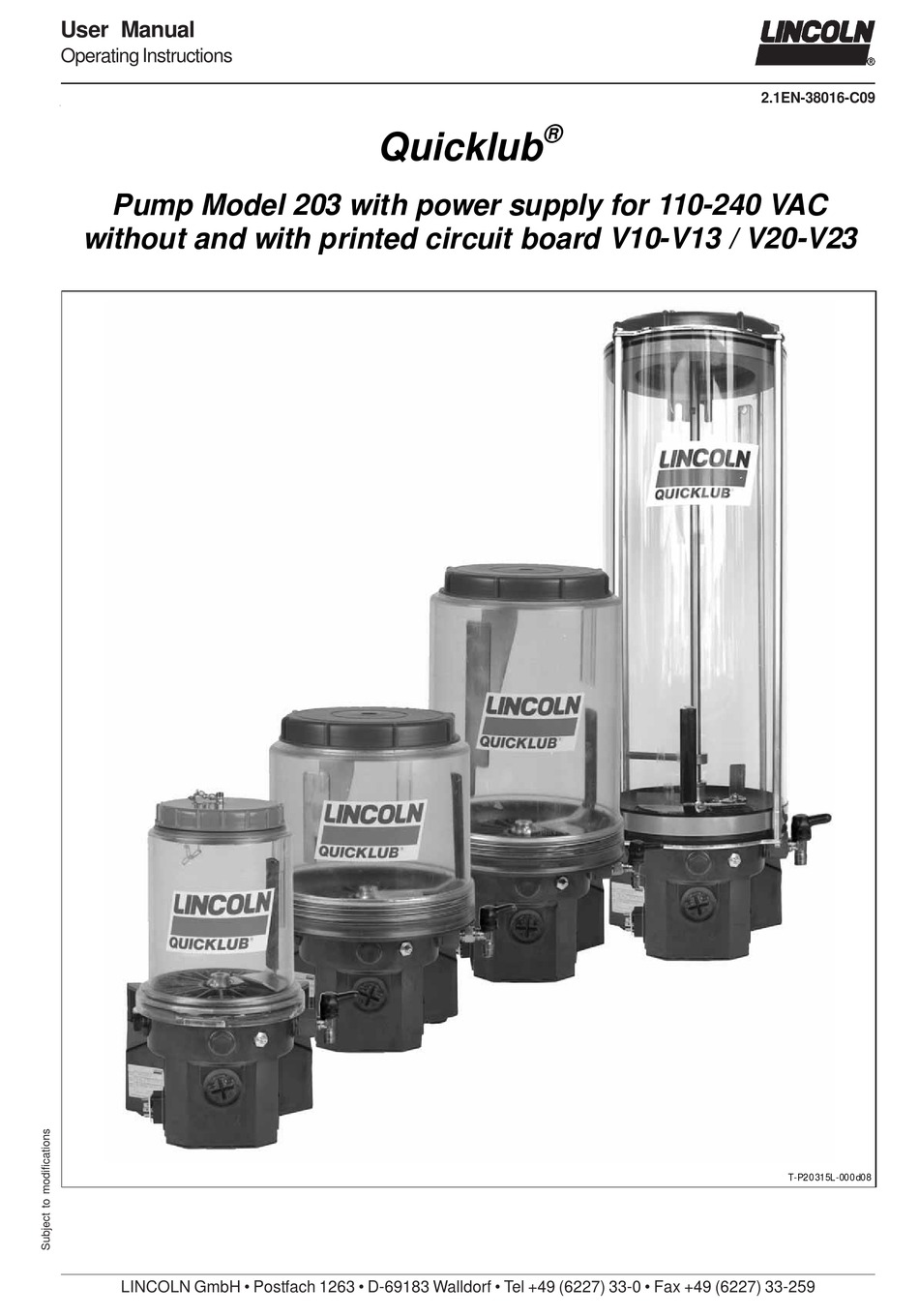 LINCOLN QUICKLUB 203 USER MANUAL Pdf Download ManualsLib