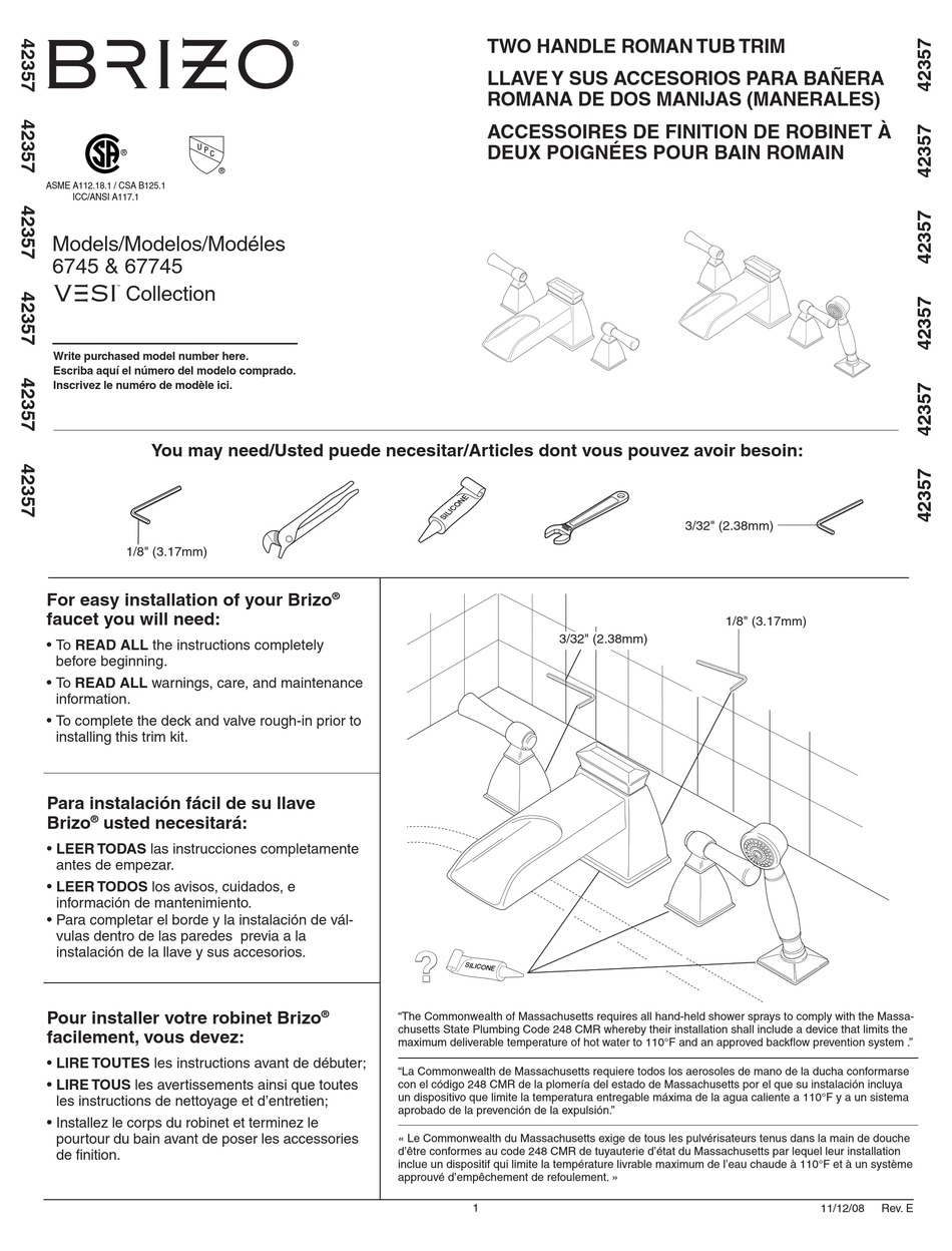 Brizo 6745 Manual Pdf Download Manualslib 9416