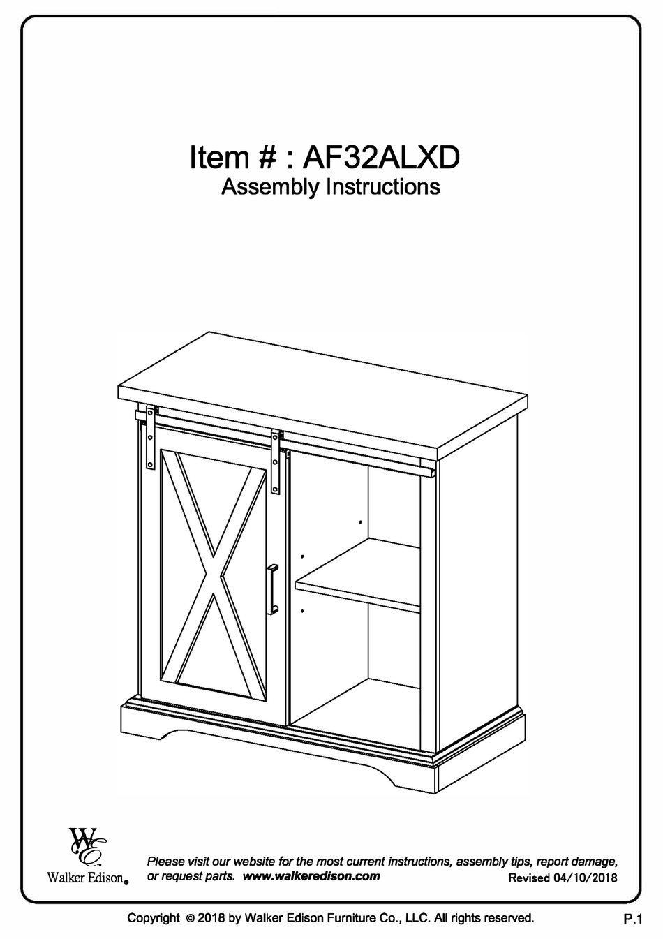 WALKER EDISON AF32ALXD ASSEMBLY INSTRUCTIONS MANUAL Pdf Download