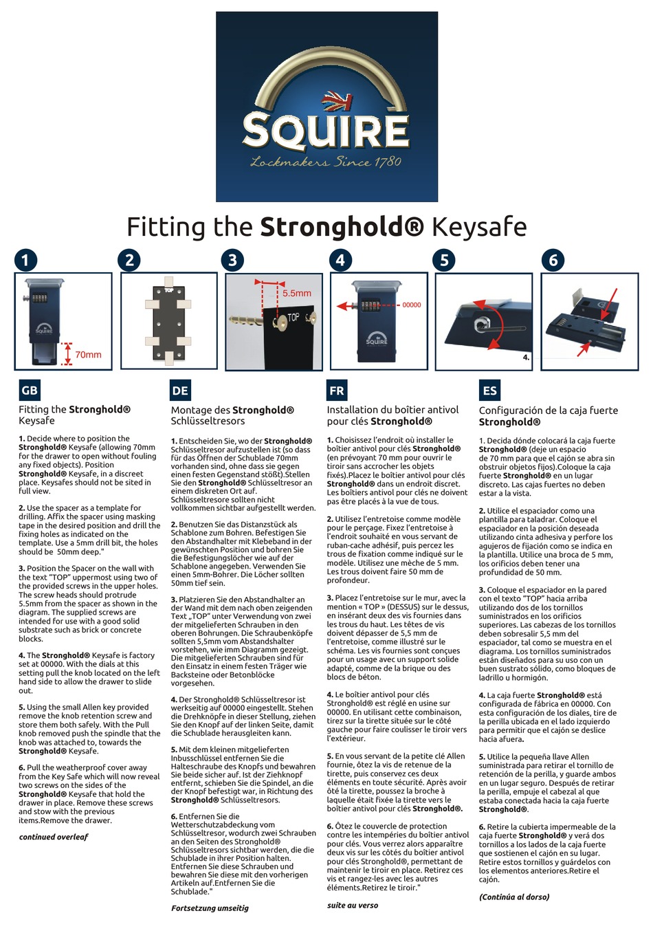 SQUIRE STRONGHOLD KEYSAFE FITTING INSTRUCTIONS Pdf Download ManualsLib